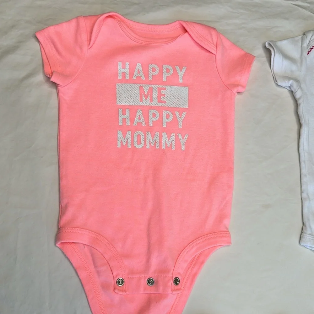 Carter's size 9 months bundle Pink and White Bodysuits Set for Everyday Comfort.
